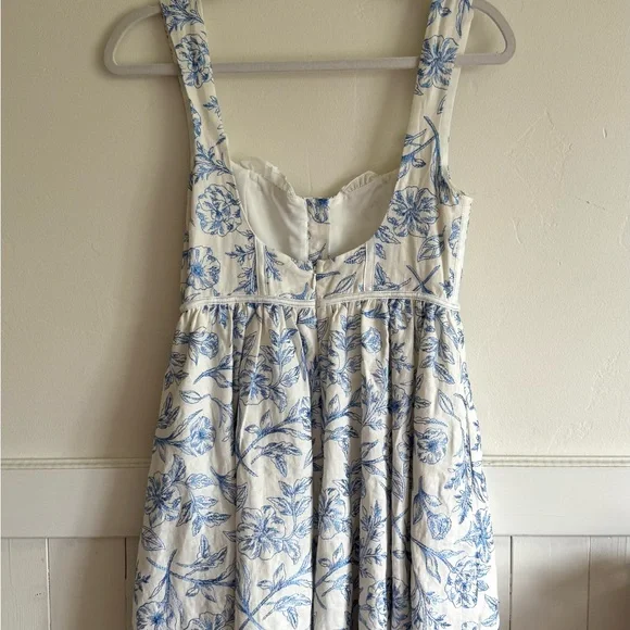 For Love And Lemons ‘Maisie’ Blue and White Mini Dress - Picture 4 of 5